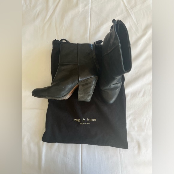 $450 Rag & Bone Size 7.5(37.5) Leather Ankle Boots Heels Shoes - Picture 2 of 14